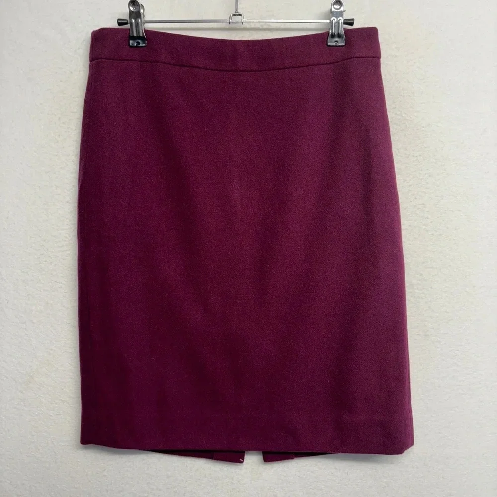 J Crew No. 2 Pencil MIDI Skirt Wool Berry Red 2